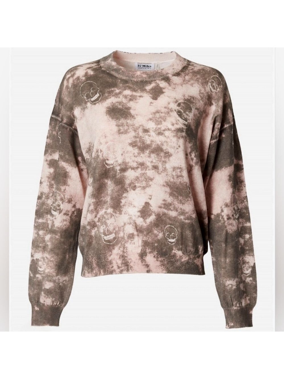 27 Miles Malibu Aylin Skull Print Pullover Sweater Rose Tie Dye NWT Small